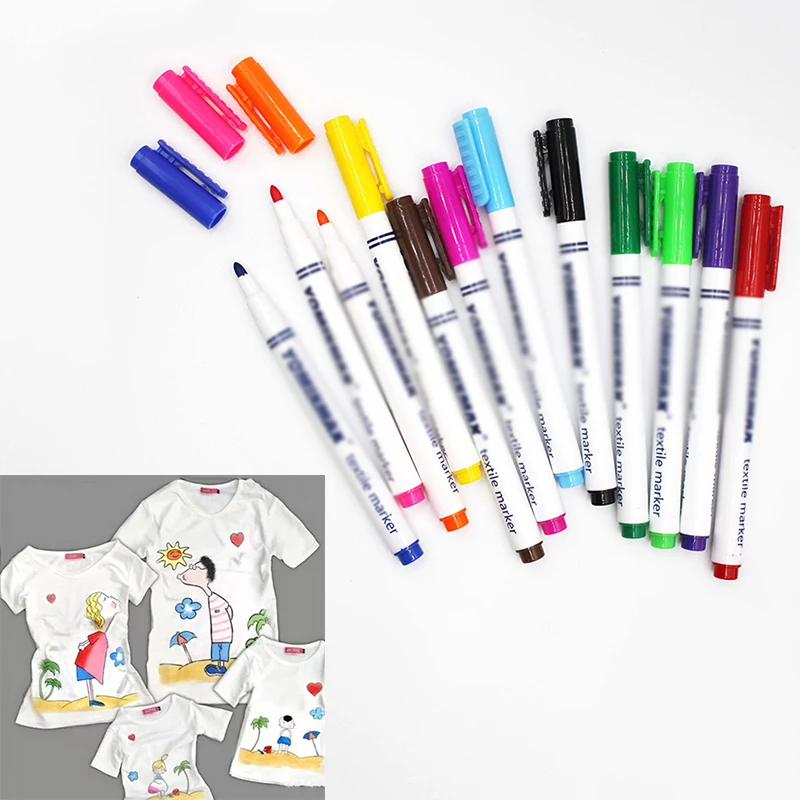 12 шт. набор Водонепроницаемый маркер для рисования ручка набор крафт рисунок DIY Футболка искусство