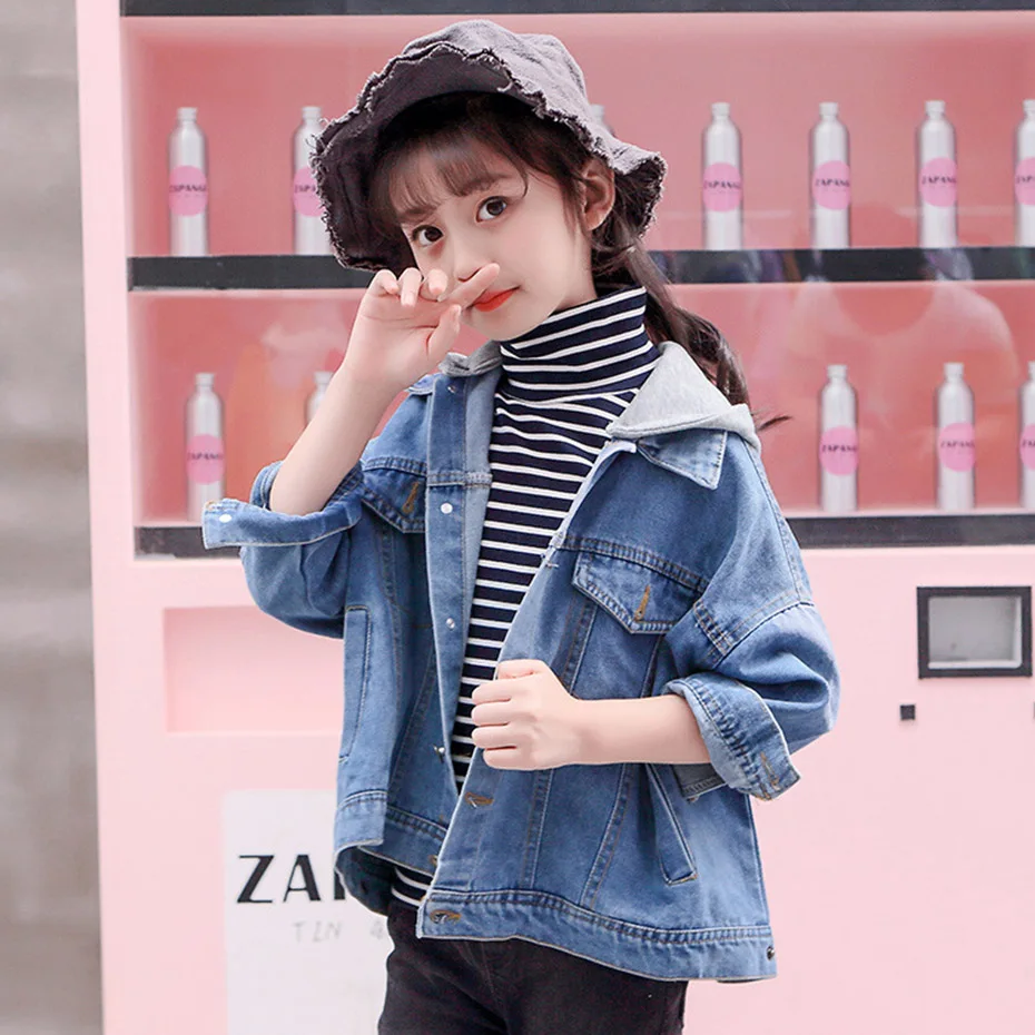 

Girls Jackets Patchwork Denim Jacket Girls Casual Hoodies Children's Outerwear Winter Teen Clothing For Girls Christmas Gift