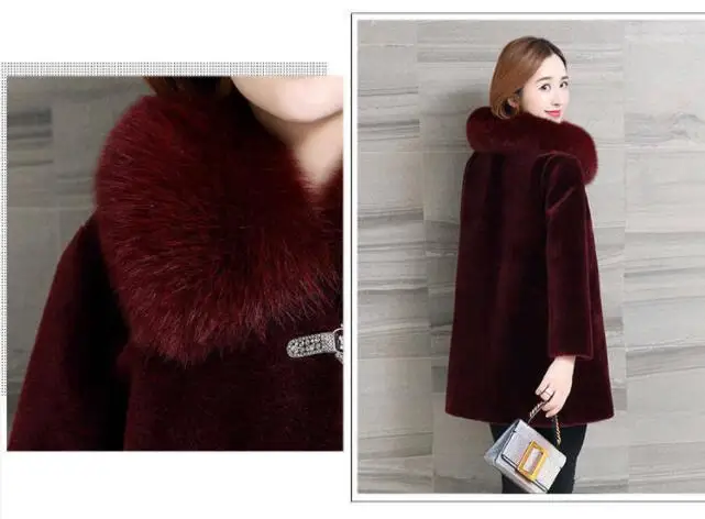Женские 2019 зимние модные пальто из натурального меха лисы, овечий мех, шуба, женские плюшевые пальто из натуральной шерсти, легкое пальто