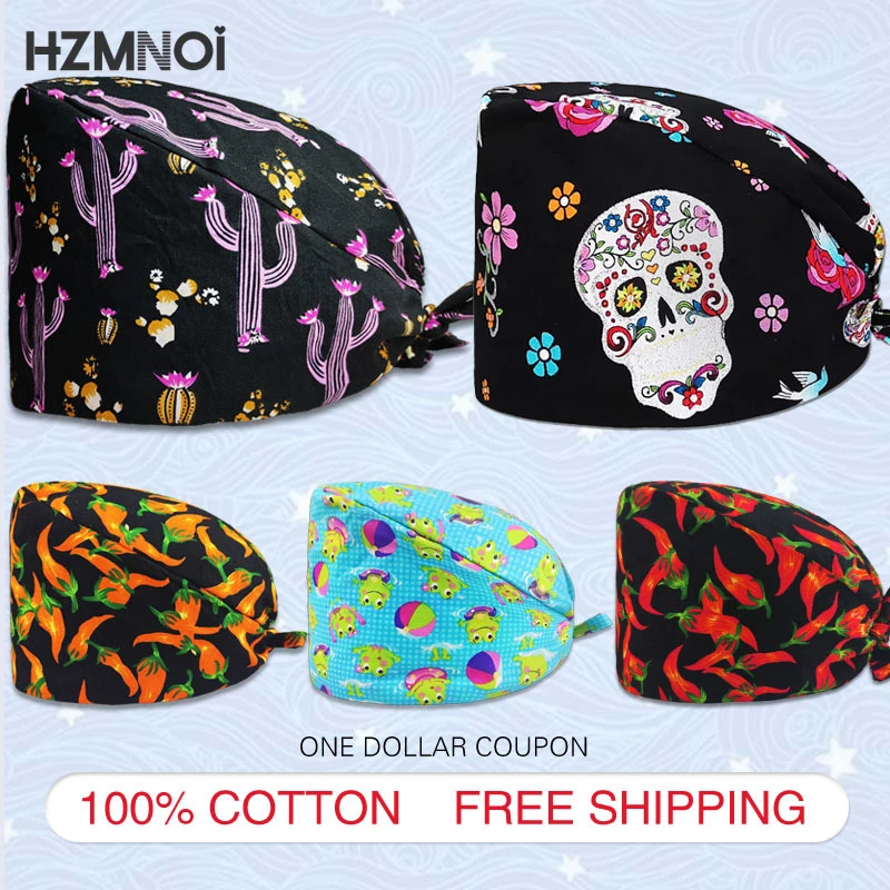 skully hat men's 100% Pure Cotton Matte Hat Printing Dustproof High Quality Work Cap Pet Grooming   Adjustable  Shop Ladies mens winter hat skullies