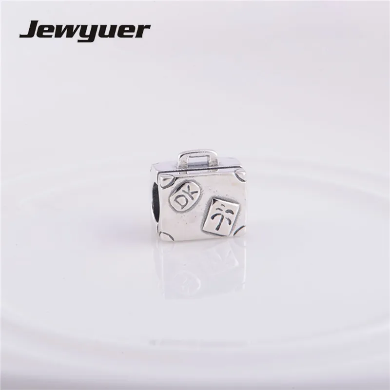 Memnon Vintage Suitcase Charms Beads For Jewelry Making Authenitc 925-Sterling-Silver Travel To Paris Bead For Bracelets DIY