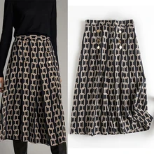 CFK, Женская юбка длиной до щиколотки, цветочный принт, полиэстер, новинка, осень, черная, свободная, повседневная, шикарная, нижняя часть