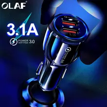 Olaf Auto USB Ladegerät Schnell Ladung 3,0 2,0 Handy Ladegerät 2 Port USB Schnelle Auto Ladegerät für iPhone Samsung tablet Auto-Ladegerät(China)