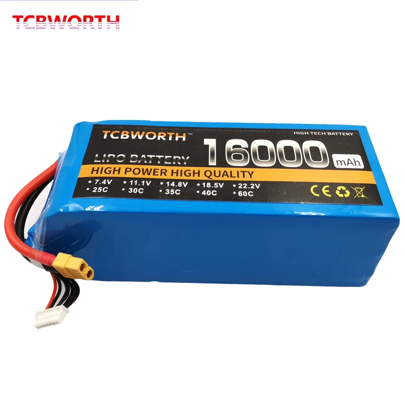 RC Lipo Battery 6S 22.2V 16000mAh 25C for RC Airplane Drone Helicopter Car Tank Batteria AKKU