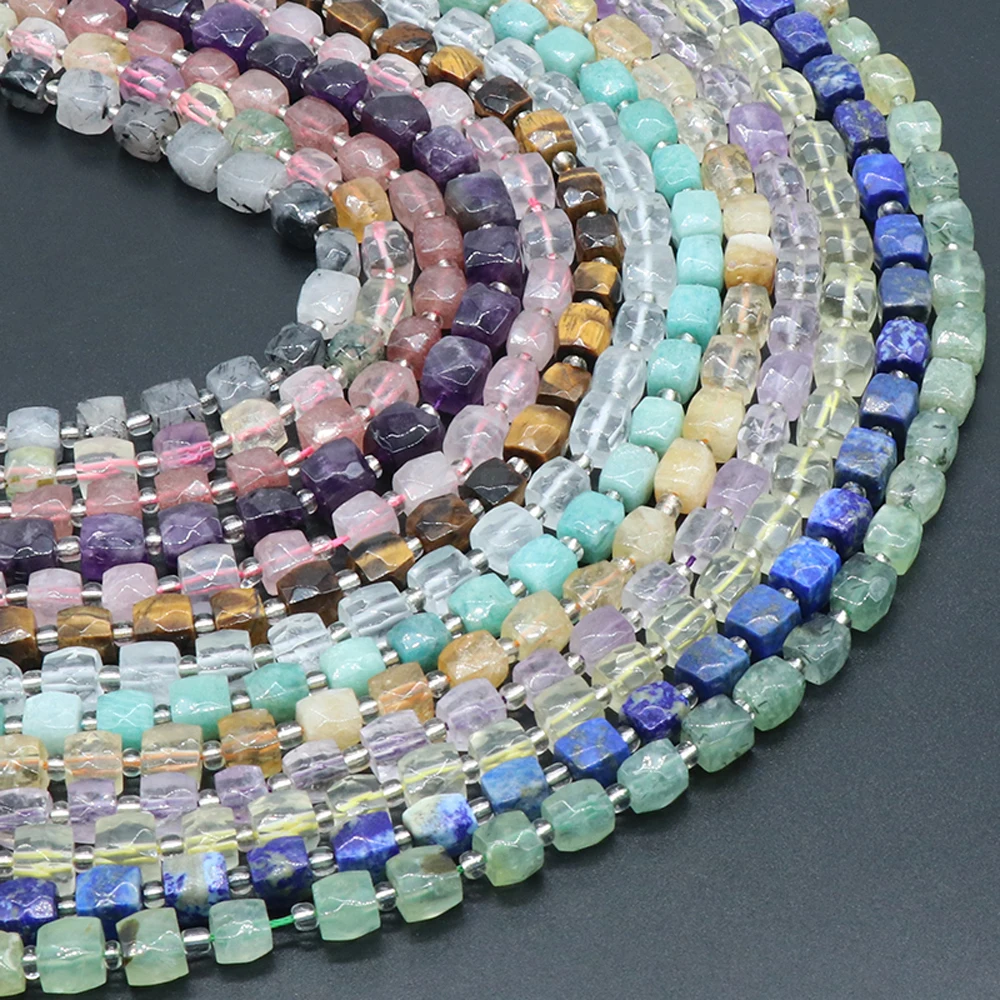 Natural Stone Bead Irregular Faceted Square Quartz Spacer Loose Beads For Jewelry Making DIY Charm Necklace Bracelet Accessories