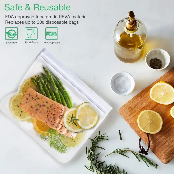 6 шт матовые многоразовые мешки для сэндвичей сумка для хранения продуктов BPA бесплатно герметичный Органайзер закусок THIN889