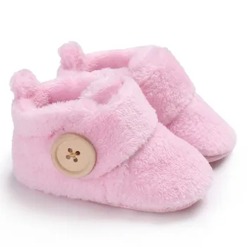 

New Infant Baby Boy Girl Shoes Cute Candy Color Button Baby Warm Shoes Mocassins First Walkers Crib Shoe