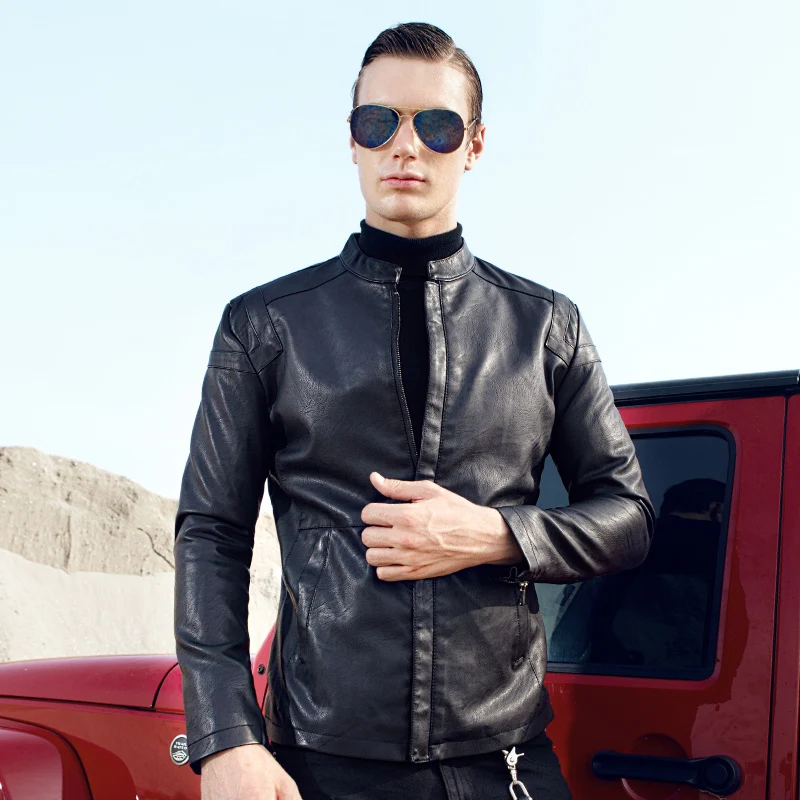 Chaqueta de cuero sintético para hombre, abrigos informales para motocicleta, ropa sólida de negocios, marca 3, primavera y otoño, 2020