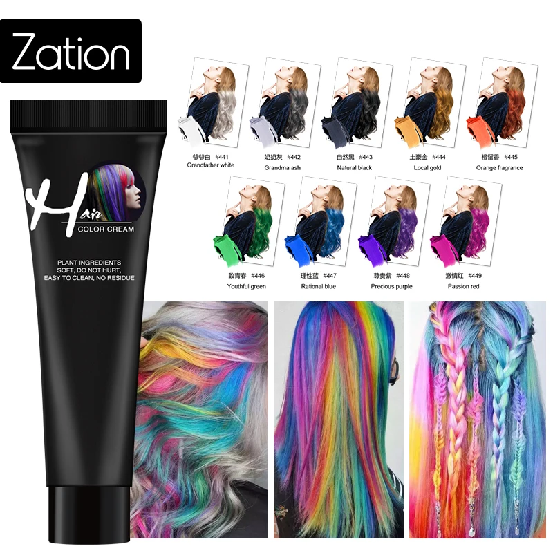 Zation Girls Beauty Hair 9 цветов краска для волос Нетоксичная DIY крем синяя серая
