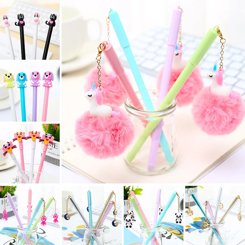 Creative Cute Kawaii Cat Dog Gel Pens School Pink Panther Unicorn Panda Mermaid Corn Fox Stationery Kawai Thing Stationary Store