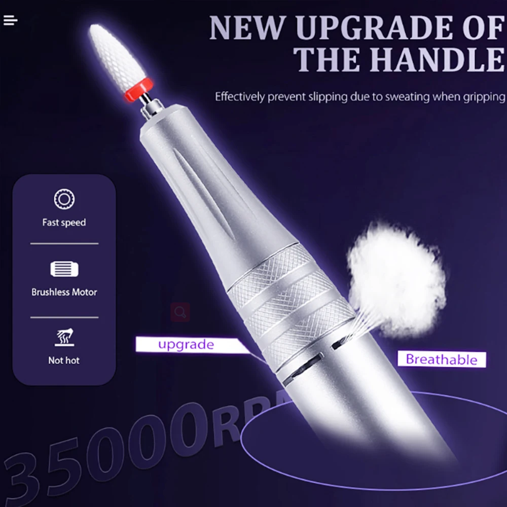 35000RPM Nail Drill Machine Cordless Electric Pedicure Manicure Nail Polishing Pen With UV Nail Dryer Lamp For Acrylic Gel Nails 5