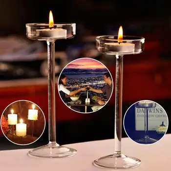 

SOLEDI Glass Crystal Candle Stick Set Goblet Designed Creative Elegant Home Decor Candlelight Dinner Party Tea Transparent