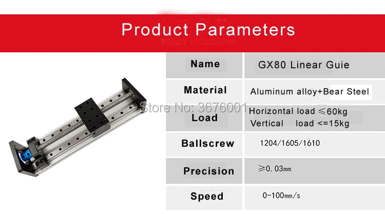 Description Picture 2 of itemFree Shipping 50-1000MM Effective Stroke SFU1204 1605 1610 Ballscrew 12 16 Linear Guide Motion Module Rail Table CNC 3D Printer