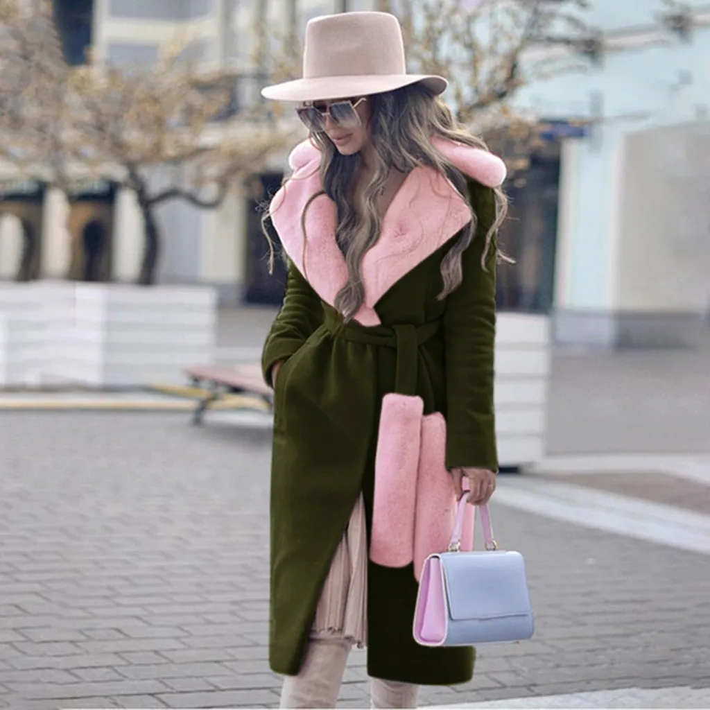 JAYCOSIN зимние теплые элегантные женские пальто Модные базовые Топы отложной воротник шерстяное длинное пальто с воротником Женское пальто 90