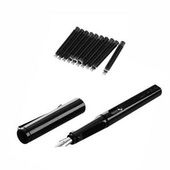 

JINHAO 11 Pcs Pen Accessories: 10 Pcs X450 Length 5.2Cm Ink Sac Blue & 1 Pcs 599 Student Fountain Pen Black M