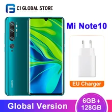 Глобальная версия Xiaomi Mi Note 10, 6 ГБ ОЗУ, 128 Гб ПЗУ, Смартфон Snapdragon 730G, четыре ядра, 108 МП, камера Penta, 6,47 дюйма, AMOLED дисплей