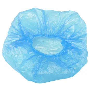 

F 100Pc Disposable Pe Shower Cap Hair Dyeing Oil Plastic Hat Thickened Strip Cap Bath Shower Waterproof Virus Protection Women'S