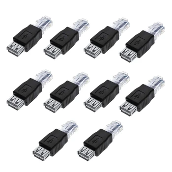 

HOT-10PCS USB Type a Female to Ethernet Internet RJ45 Male Network Converter Adapters Plug Socket Computer Cables Connectors