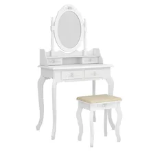 Modern Concise 4-Drawer 360-Degree Rotation Removable Mirror Dresser White