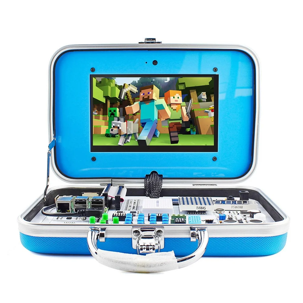 Basic Kit Blue Электронный набор для обучения Crowpi " HD сенсорный экран ЖК-дисплей компактный 7 дюймов Raspberry Pi 4 дисплей программируемый экран - Цвет: Basic Kit Blue