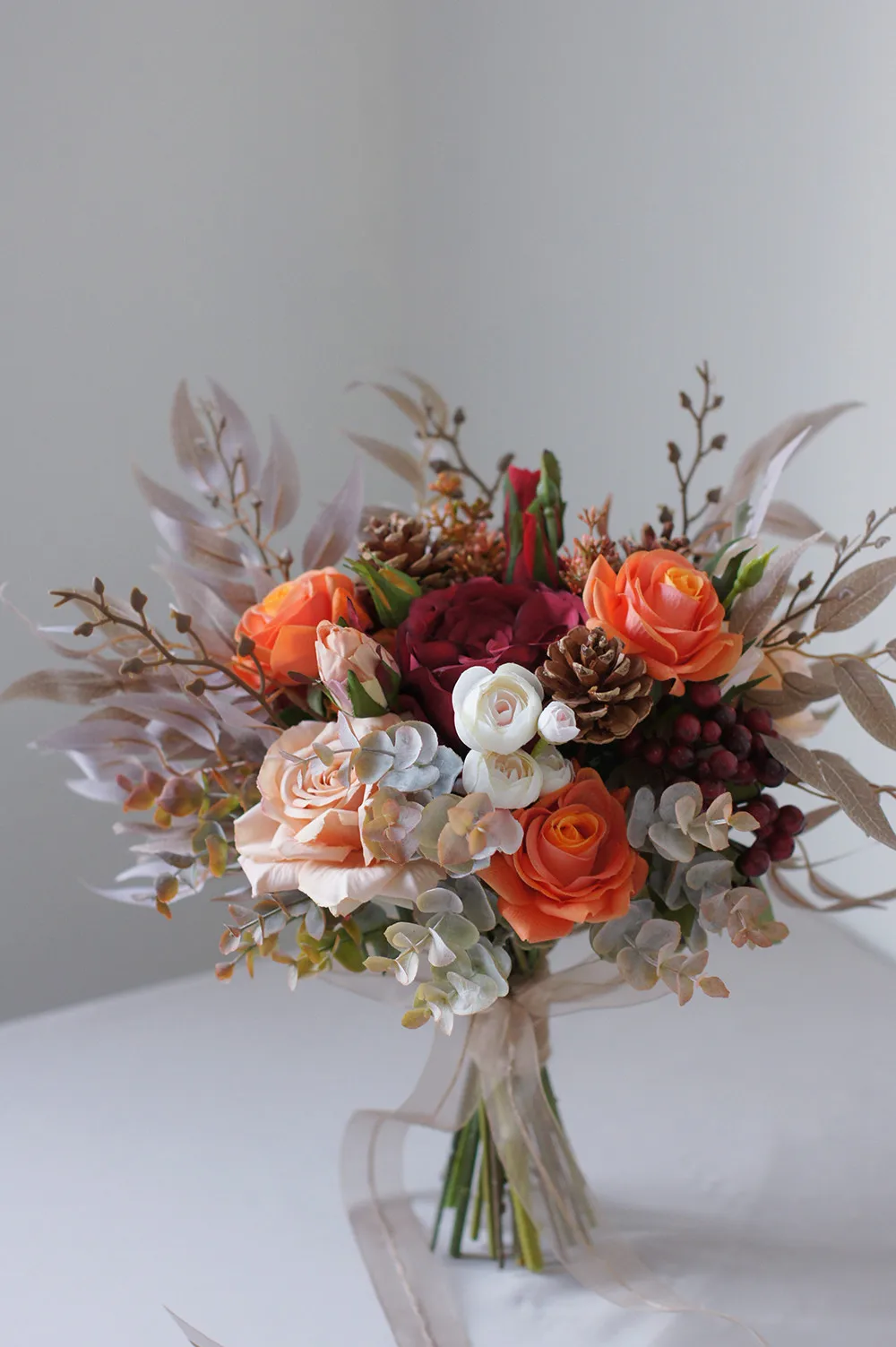 Sesthfar人工オレンジ赤結婚式のブーケの花花嫁の手の花束装飾マリアージュ Aliexpress Weddings Events