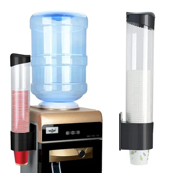 

70 Cups Disposable Paper Cups Dispenser Plastic Cup Holder Mounted Automatic Cup Storage Rack Cups Container