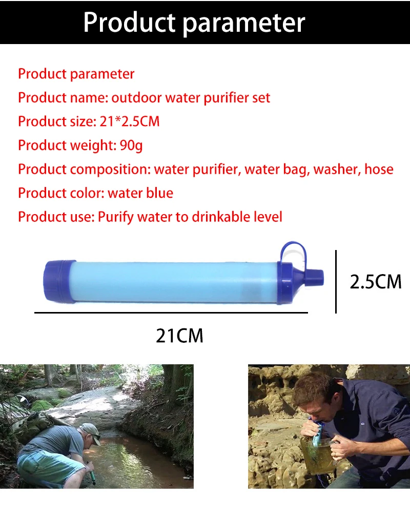 Description Picture 4 of itemCamping Portable Purifier Emergency direct drinking water filtering tool Disinfection individual water purifier Portable filter