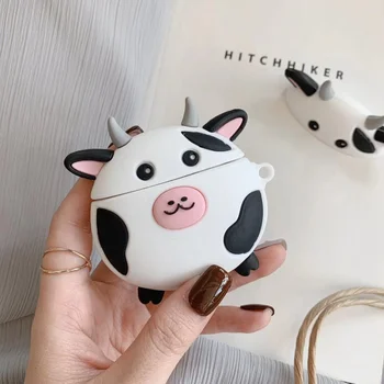 

3D Cartoon Cow Earphone Case for Airpods 2 Case Silicone Cute Cover for Apple Air Pods 1 Case Dinosaur Earbuds Protective Box