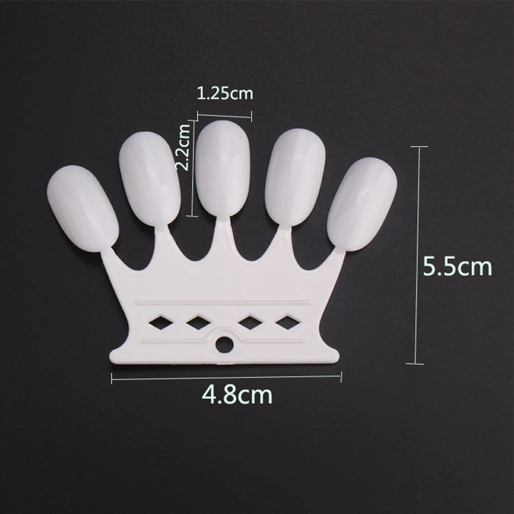 10Pcs Crown Shape Color Card Plate False Nail Tips Practice Stand Organizer Crown Shape Nail Tips Practice Solid Color
