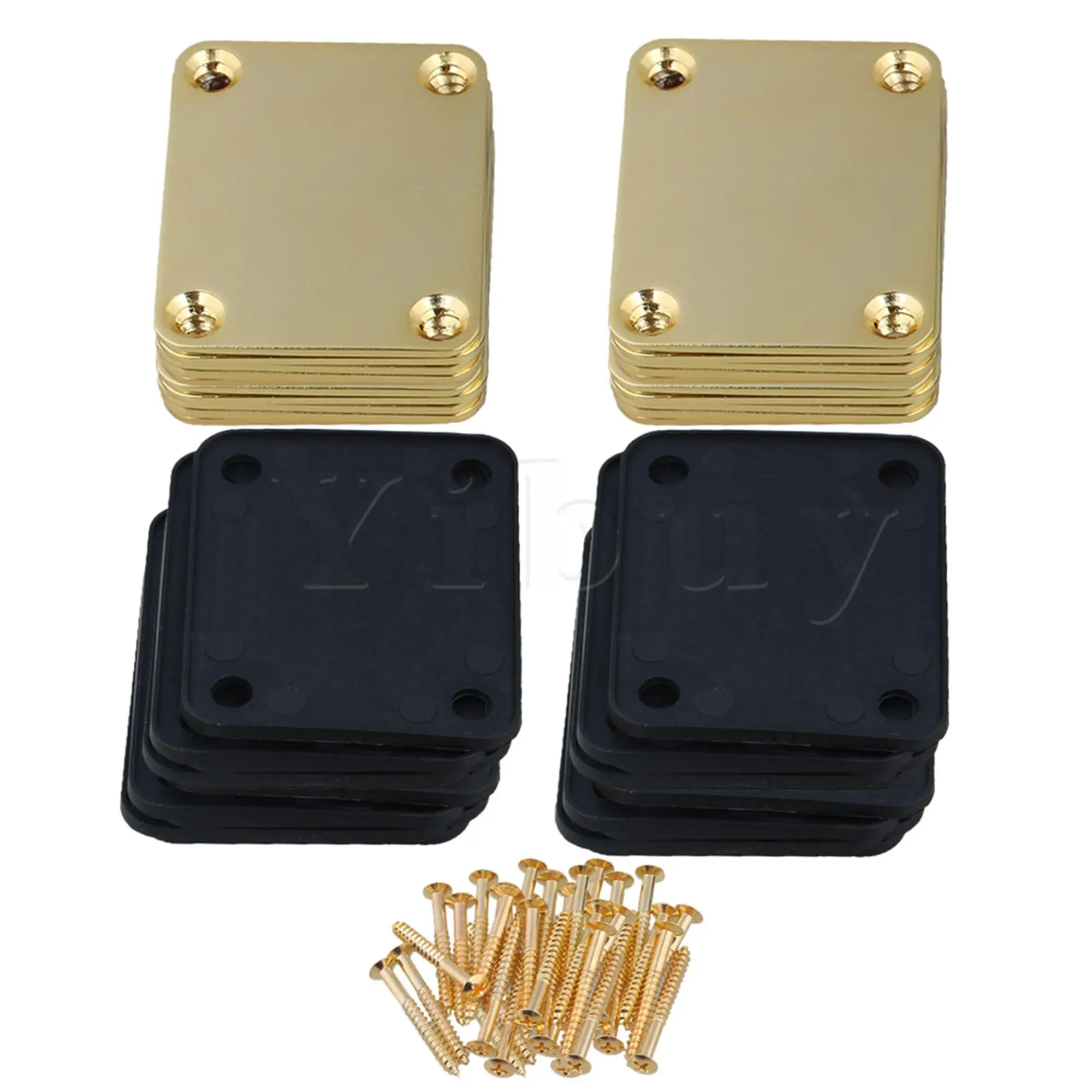 Yibuy 20 Set of Gold Neck Plate for Guitar 4 Hole Style | Спорт и развлечения