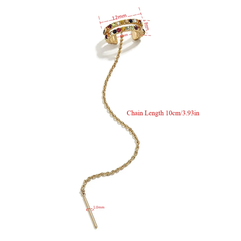 Tassel earring Elegant Chain Unique Hoop Earrings Vintage Chain Earcuffs Crystal Earring fashion Ear Clip Special Punk party