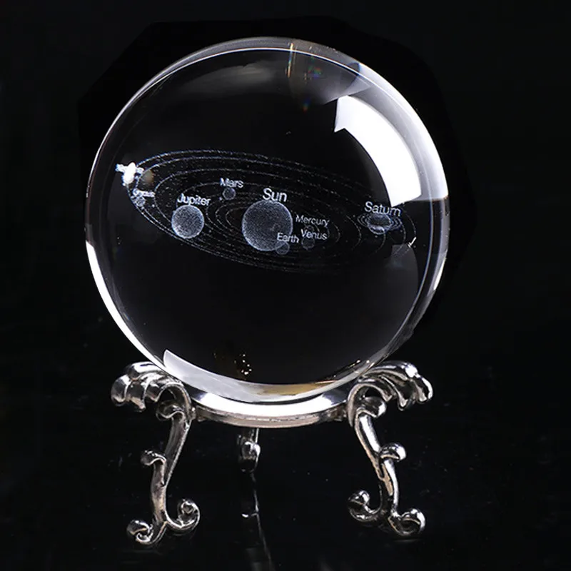 Горячая 60 мм 3D Хрустальный шарообразный стеклянный лазерный гравированный миниатюрный модель «Земля» Сфера Хрустальное ремесло орнамент Глобус украшение дома