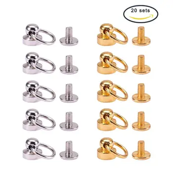 

1 Box 20sets Brass Rivet Stud Screw Rotation Monk Head Leather Buckles Hole:10mm