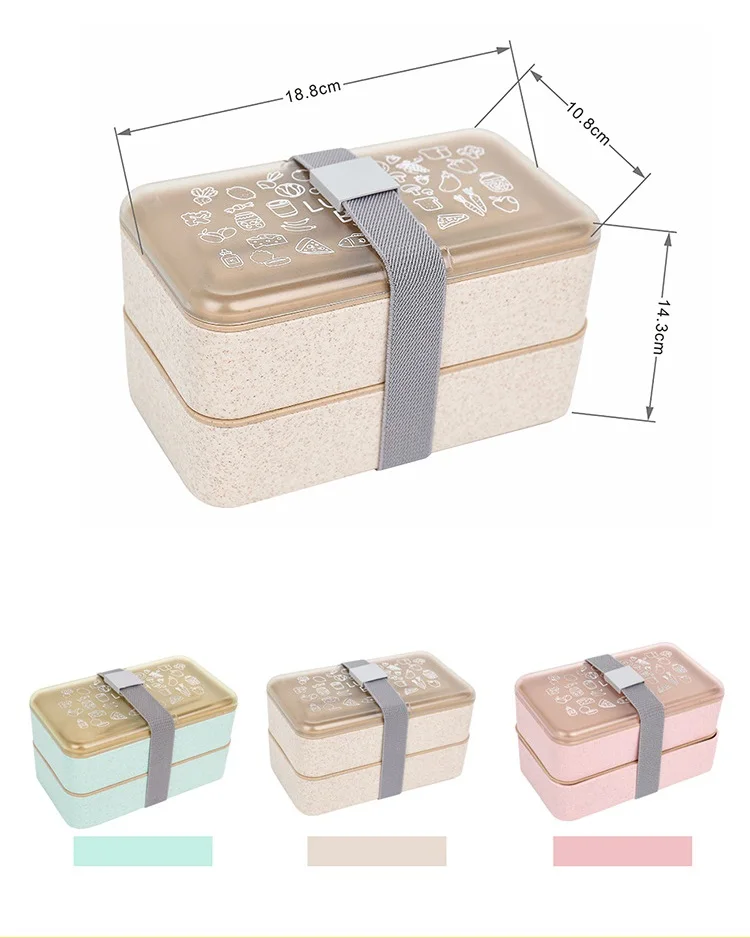 Bento Box-2 яруса-большая посуда-герметичный экологически чистый материал может микроволновый нагрев