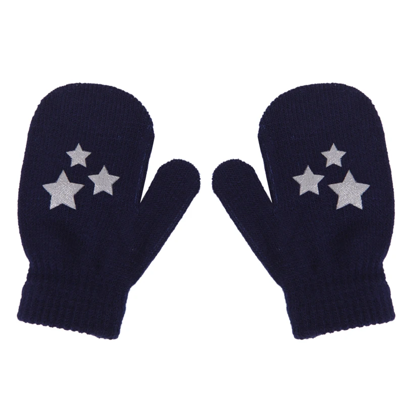 Детские варежки в горошек со звездами и сердечками для мальчиков и девочек, мягкие вязаные теплые модные перчатки DXAA