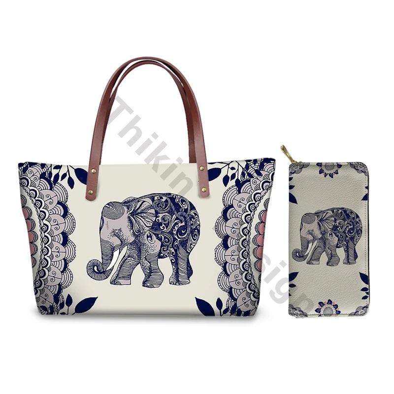 Aztec Style Elephant Design Bags For Women 2020 New Luxury Handbags Large Size Beach Bag Travel Purses And Set | Багаж и сумки