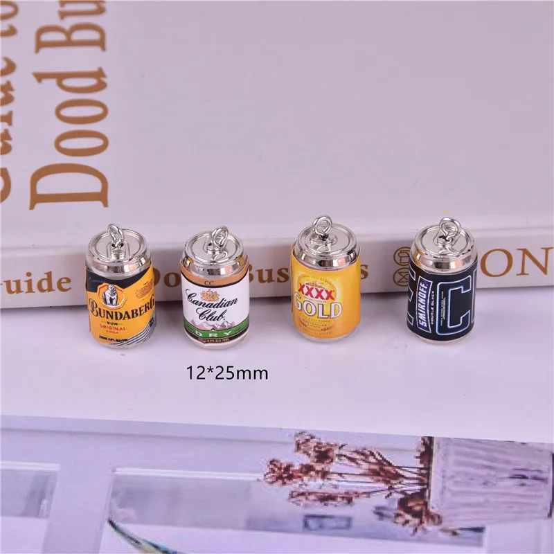 10 Stks/partij 3D Alcohol Drinken Bier Blikjes Drinken Charms Earring Sleutelhanger Jewlery Bevindingen Telefoon Case Diy