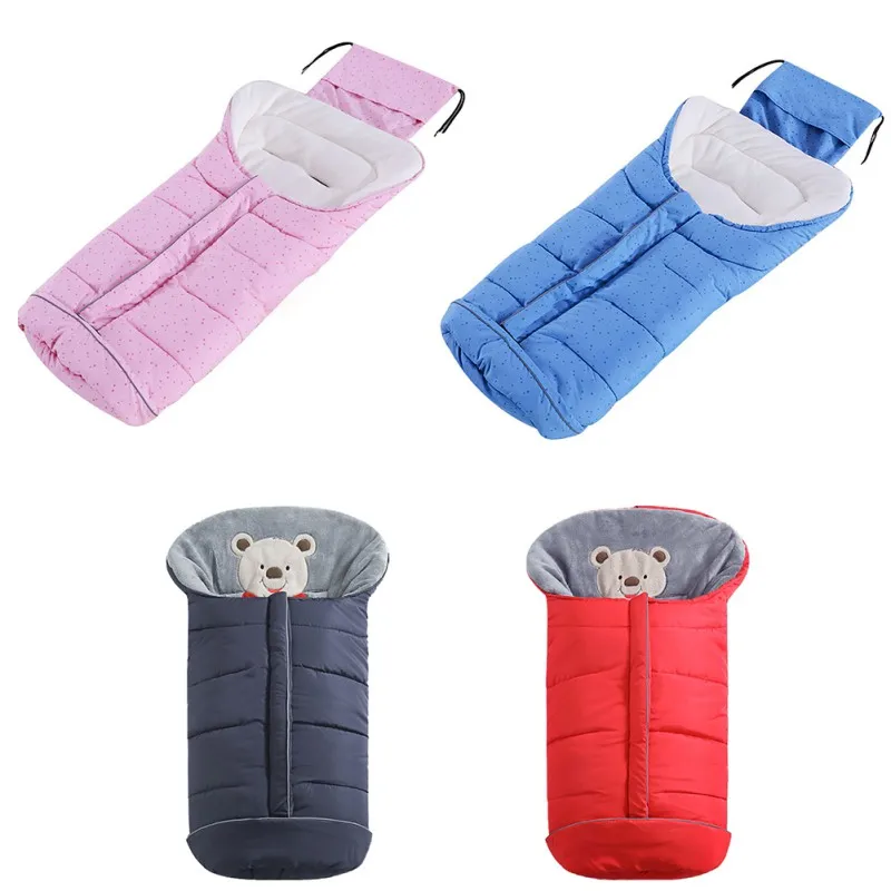 

Baby Warm Sleeping Bag Winter Cartoon Print Down Fleece Thick Windproof Sleeping Bag Wheelchair Sleepsacks Quilt Blanket