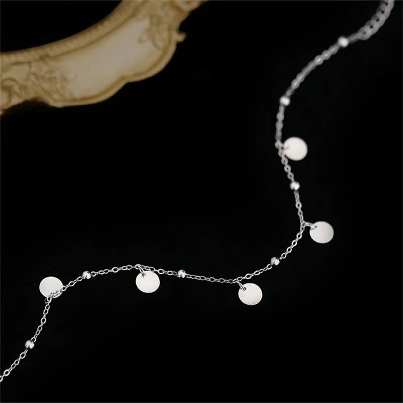 Anklet Bracelets Silver Anklets Ankle Chain 925 Sterling Silver Charming Disc Chain Anklet Bracelet For Women Foot Jewelry