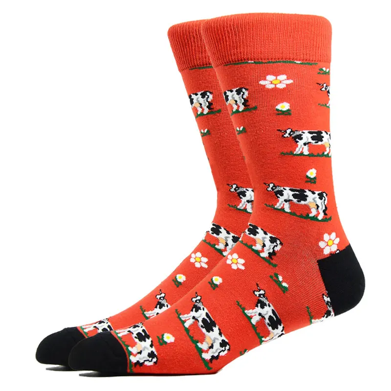 Fashion Men Happy Socks Combed Cotton Cartoon Animals Dog Cat Large Size Casual Women Cute Funny Harajuku Socks Colorful