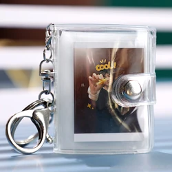 Compact Small Photo Album Keyring with Instant Picture Storage & Photocard Holder (Clear 1inch)