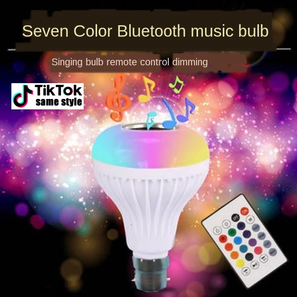 

Bluetooth speaker colorful Bluetooth music light bulb wireless remote control dimination LED color-changing speaker KTV bulb