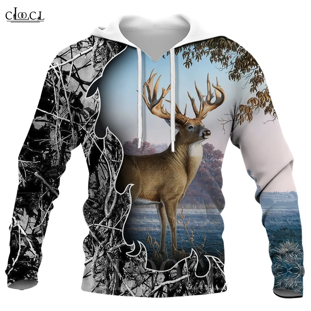 

CLOOCL Men Hoodie Deer Hunting Elk Seagull 3D All Over Printed Unisex Tracksuit Long Sleeve Hooded Pullover Sudadera Hombre