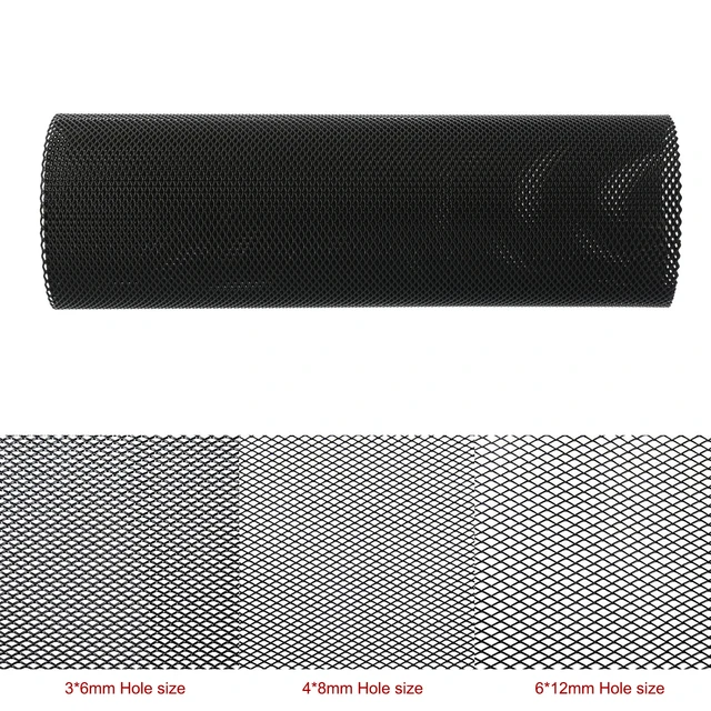 Carevas Car Grill Mesh Sheet Black Painted Aluminum Alloy Grille