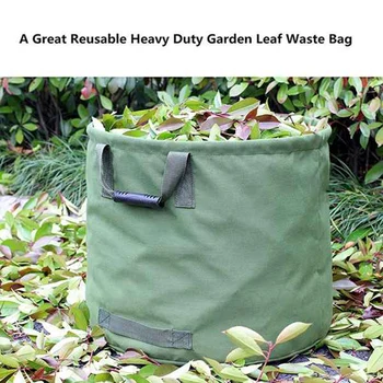 

2-Pack 33 Gallons Canvas Garden Bags,Reusable Heavy Duty Collapsible Trash Can with Canvas Fabric,Garden Leaf Waste Bag(Green)
