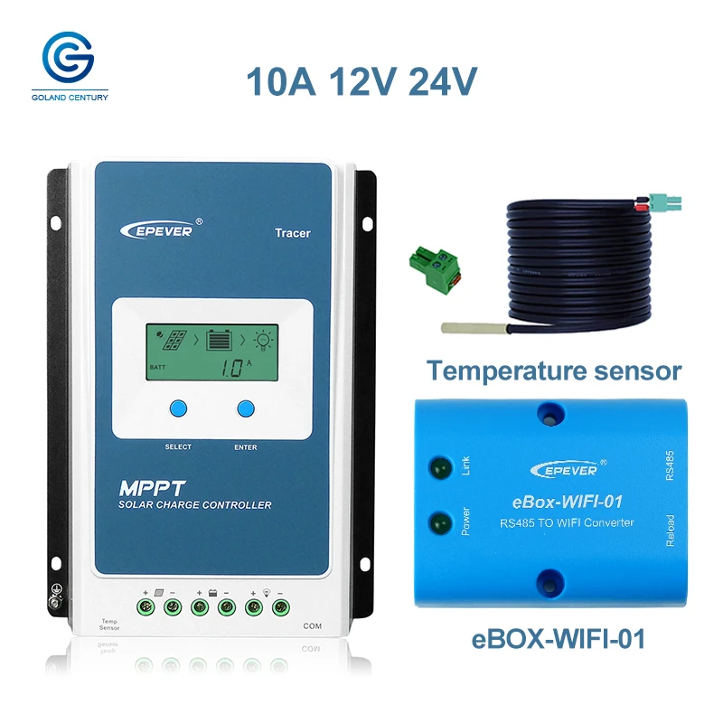 Контроллер солнечной батареи EPever MPPT Tracer1210AN 10A 12 в 24 В регулятор энергии с датчиком