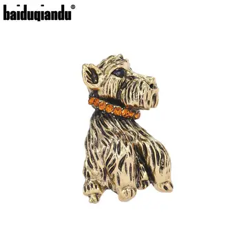 

baiduqiandu New Arrival Antique Gold Color Plated Long Hair Dog Eco-friendly Alloy Brooches
