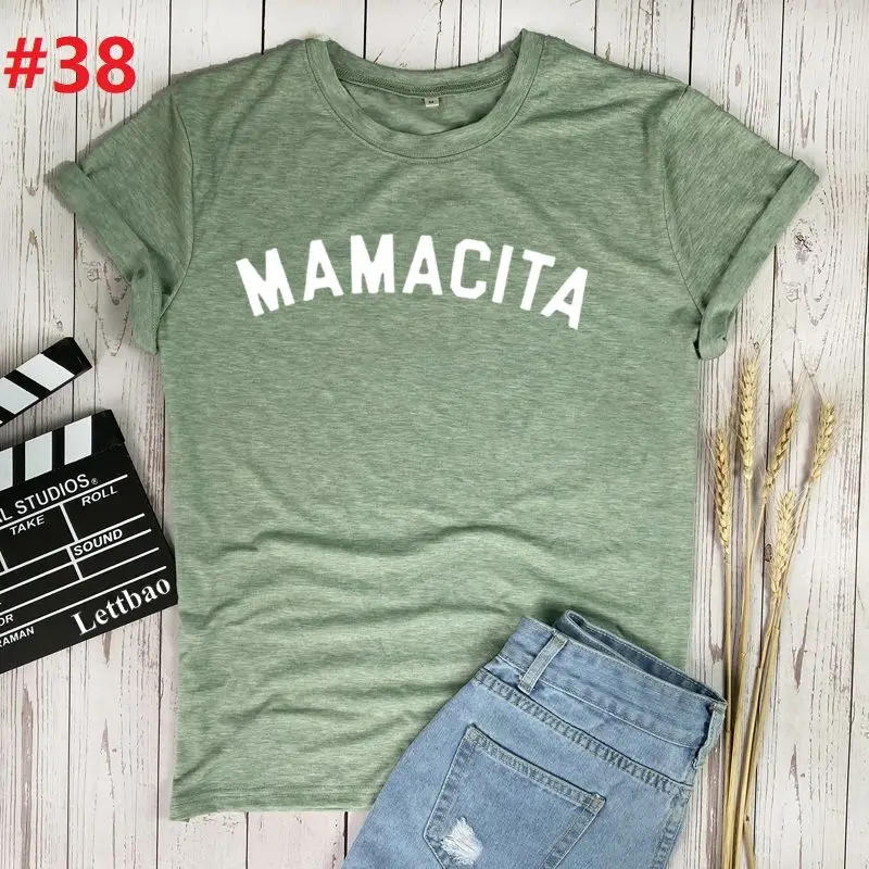 Mamacita-Camiseta con estampado de letras para mujer, camiseta divertida de manga corta, Camisetas estampadas Harajuku para mujer