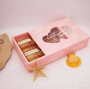 

10pcs Pink paper gift packing box window display box with clear pvc window candy favors package box wedding gift packaging boxes