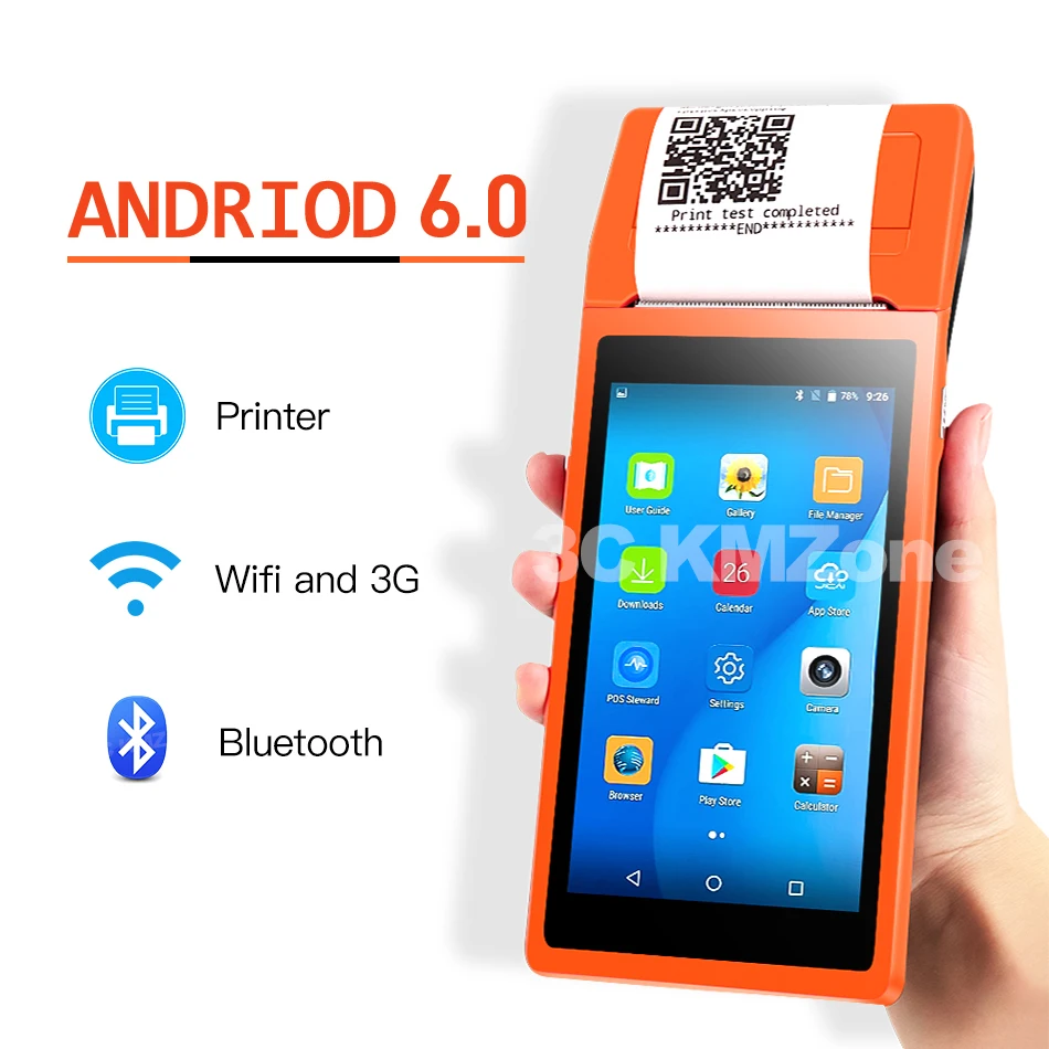 КПК android 3g Pos терминал Системы 5,5 дюймов Дисплей мобильный портативный принтер 58mmSmart пос-терминал принтер Беспроводной Bluetooth
